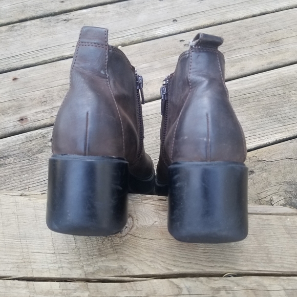 Vintage 90s Y2k Brown Faux Vegan Leather Chunky Platform Chelsea Boots 6 WIDE - Picture 6 of 10
